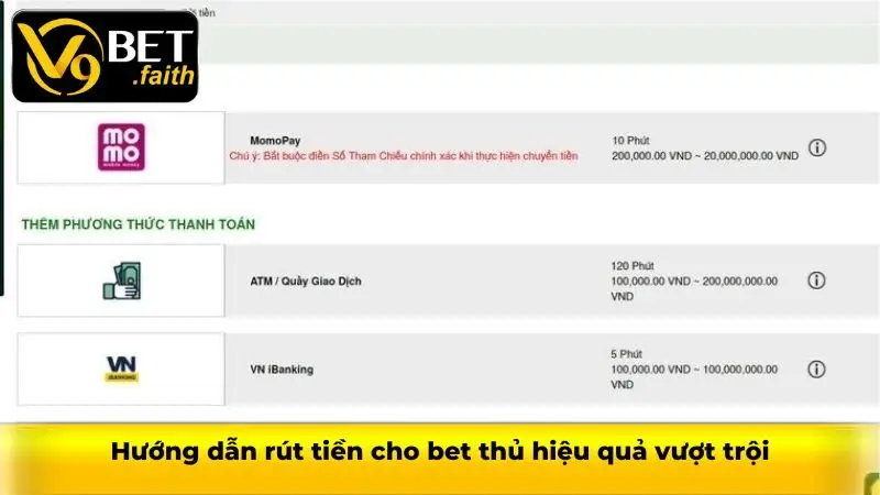 V9bet - Sân chơi cá cược hấp dẫn nhất 2025 31 Hướng dẫn rút tiền cho bet thủ hiệu quả vượt trội